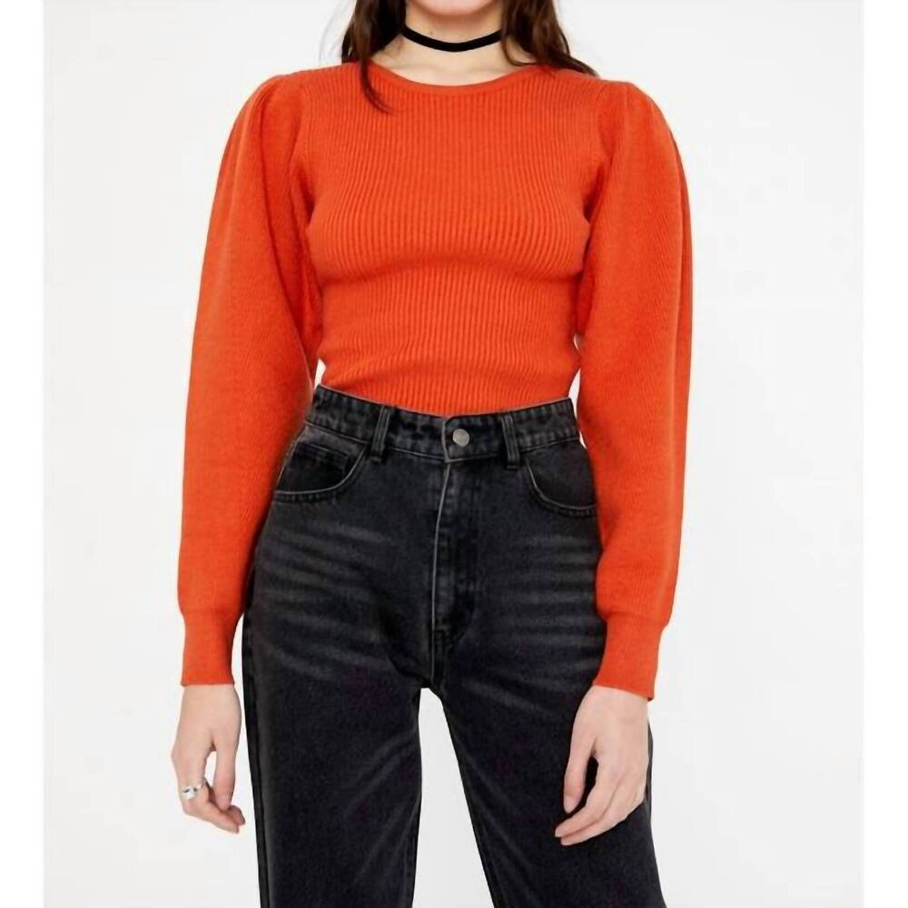 NEW WILD PONY round neck ribbed sweater in orange